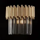 Pozłacana lampa ścienna z żelaza z kryształkami, wyprodukowana we Włoszech do dekoracji wnętrz - Paryż Viadurini