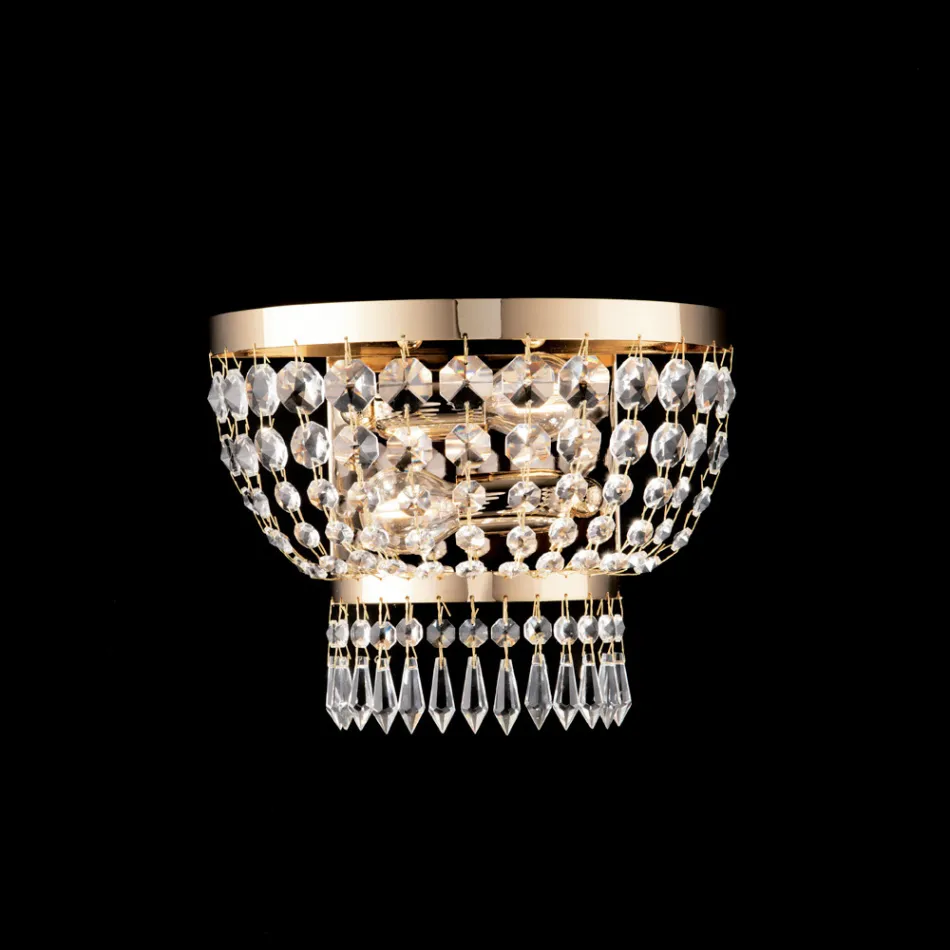 Wyprodukowano we Włoszech. Żelazo i złoto. Aplikacja z kryształkami do dekoracji wnętrz - Austria Viadurini