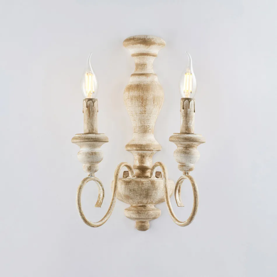 Kinkiety z drewna i lakierowanego żelaza, wykonane we Włoszech, do dekoracji wnętrz – Toskania Viadurini