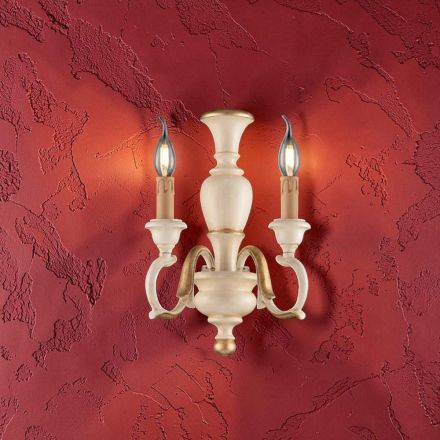 Drewniane kinkiety z wykończeniem w kolorze białym lub kości słoniowej, wyprodukowane we Włoszech - Florencja Viadurini