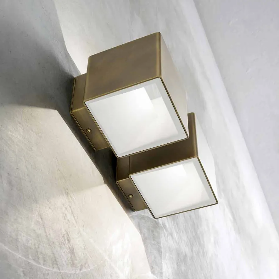 Kinkiet z mosiądzu i gipsu Made in Italy - Cubetto Aldo Bernardi Viadurini