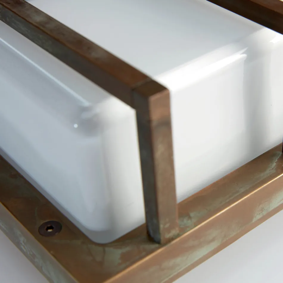 Antyczna mosiężna lampa ścienna, oprawka E27 i nastrojowe światło, wyprodukowane we Włoszech - kryształ Viadurini