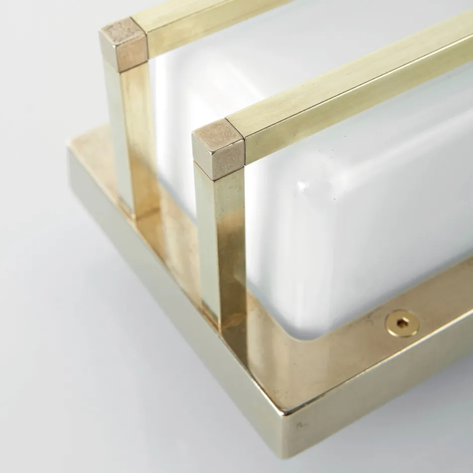 Antyczna mosiężna lampa ścienna, oprawka E27 i nastrojowe światło, wyprodukowane we Włoszech - kryształ Viadurini