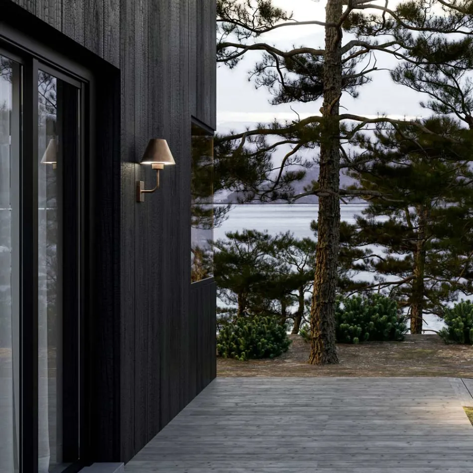 Zewnętrzny kinkiet z mosiądzu i miedzi Made in Italy - Sword Viadurini