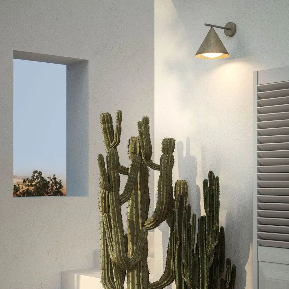 Zewnętrzny kinkiet z mosiądzu i szkła Made in Italy - Rain Viadurini