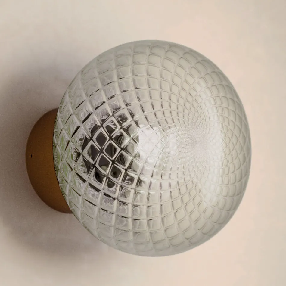 Kinkiet wewnętrzny z szarego szkła Made in Italy - Lucciola Viadurini