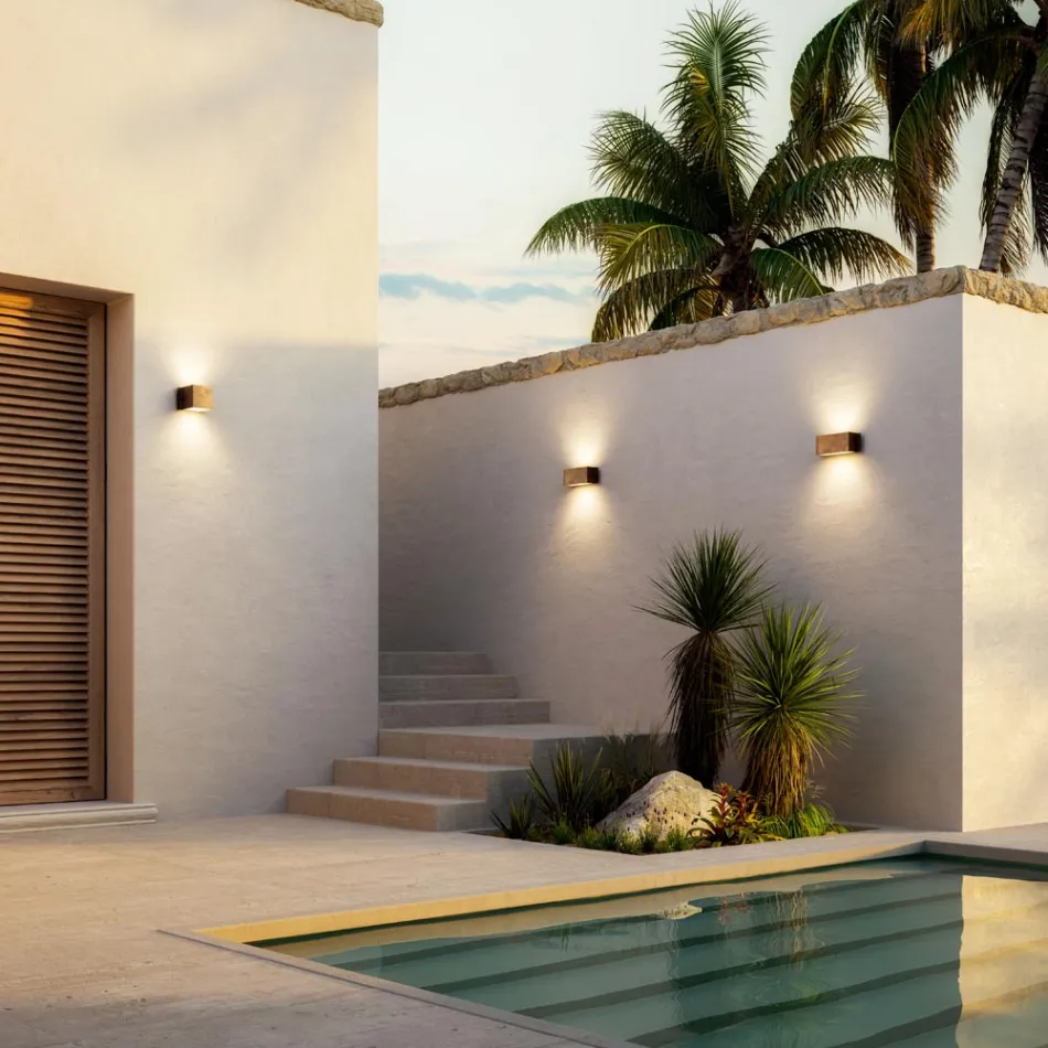 Prostokątny kinkiet z miedzi i diod LED Made in Italy - przykład Viadurini