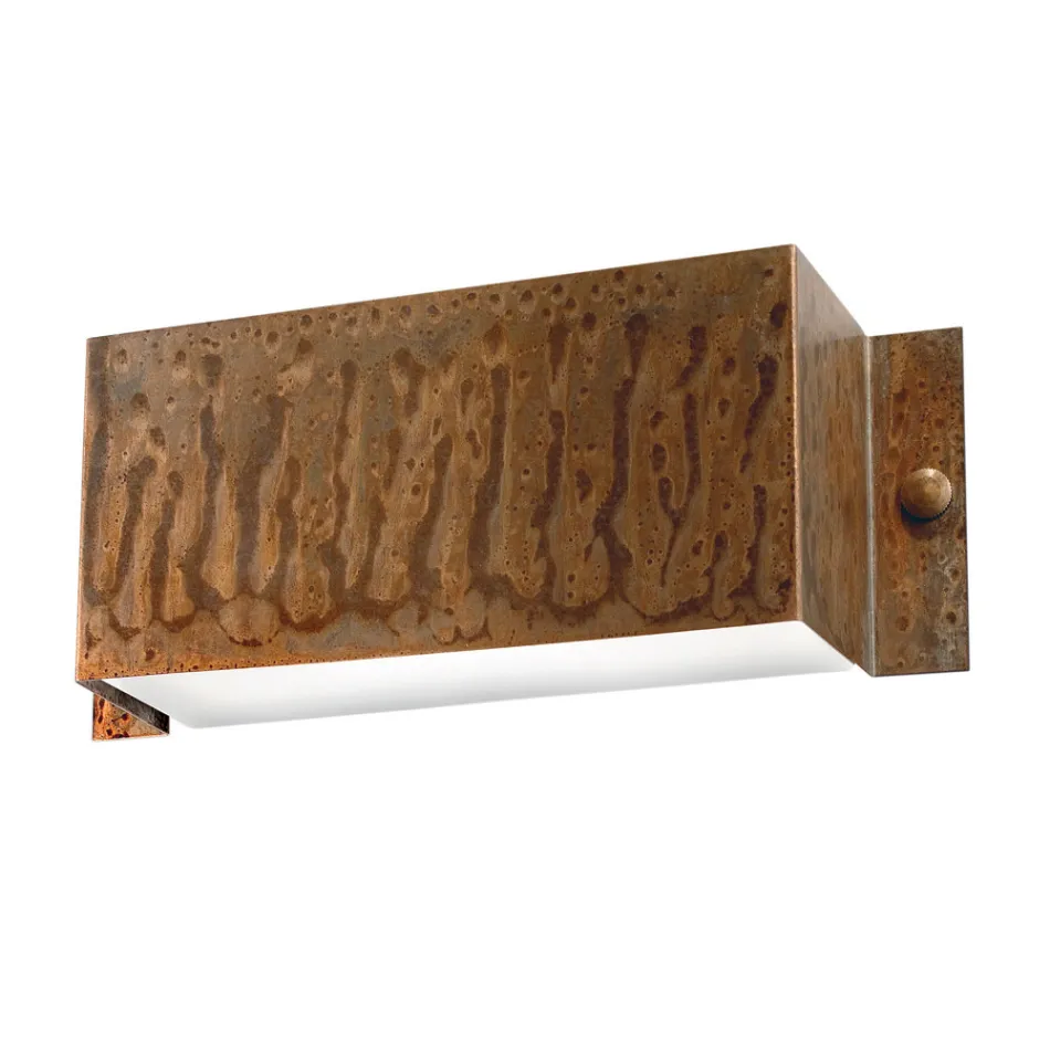 Prostokątny kinkiet z miedzi i diod LED Made in Italy - przykład Viadurini