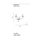 Kinkiet ścienny 2 lampy z włoskiego szkła rzemieślniczego i kryształu - Mariangela Viadurini