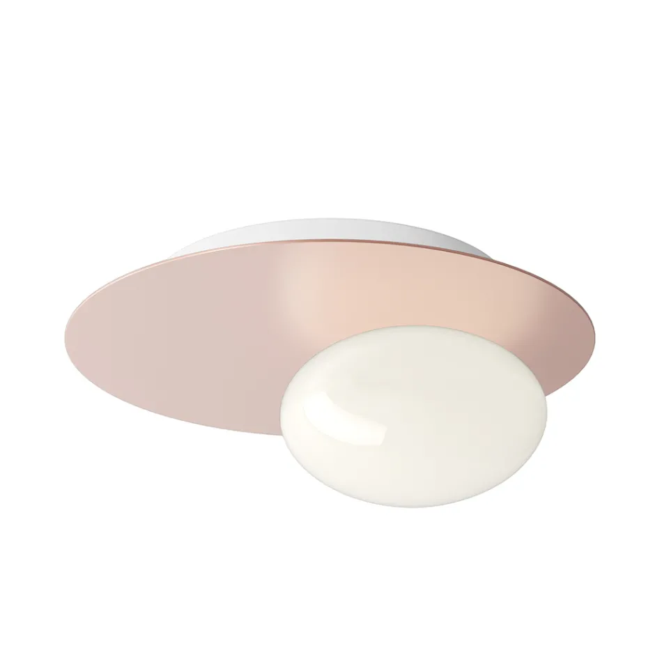 Lampa ścienna lub sufitowa z aluminium, metalu i białego szkła - Luma Viadurini