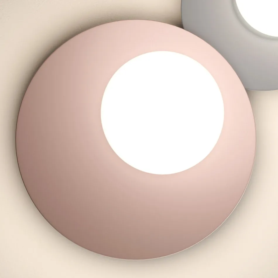 Lampa ścienna lub sufitowa z aluminium, metalu i białego szkła - Luma Viadurini