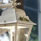 Zewnętrzny kinkiet z białego aluminium i ręcznie malowana dekoracja - Gorizia Viadurini