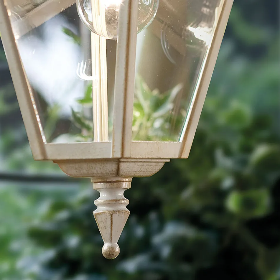 Zewnętrzny kinkiet z białego aluminium i ręcznie malowana dekoracja - Gorizia Viadurini