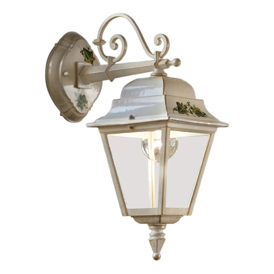 Zewnętrzny kinkiet z białego aluminium i ręcznie malowana dekoracja - Gorizia Viadurini