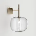 Wyrafinowana lampa ścienna z dmuchanego szkła pyreksowego i metalu, wyprodukowana we Włoszech - Donatina Viadurini