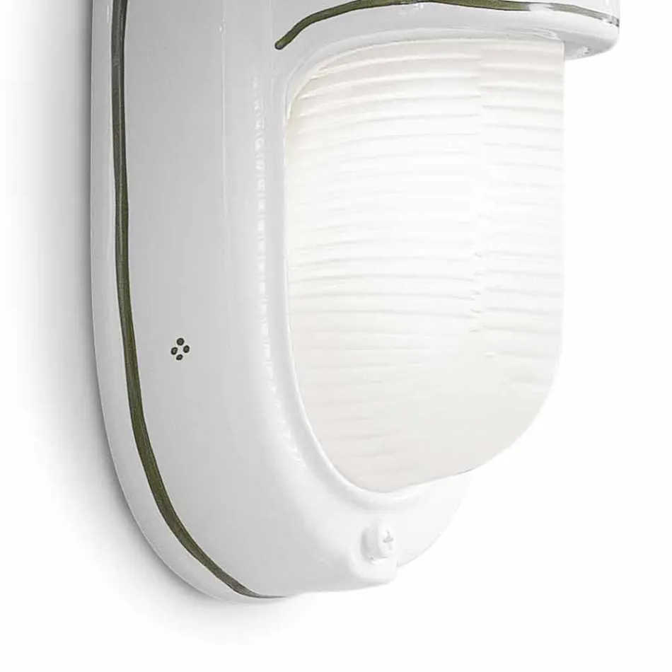 Pionowy kinkiet zewnętrzny w ceramiczne ręcznie malowane kwiaty - Brindisi Viadurini