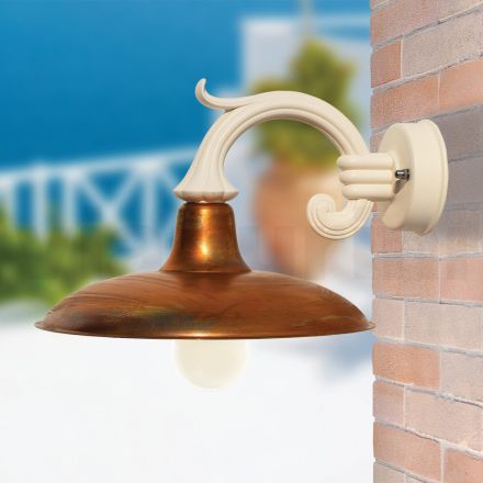 Aplikacja ogrodowa w stylu vintage z aluminium i mosiądzu Made in Italy - Adela Viadurini