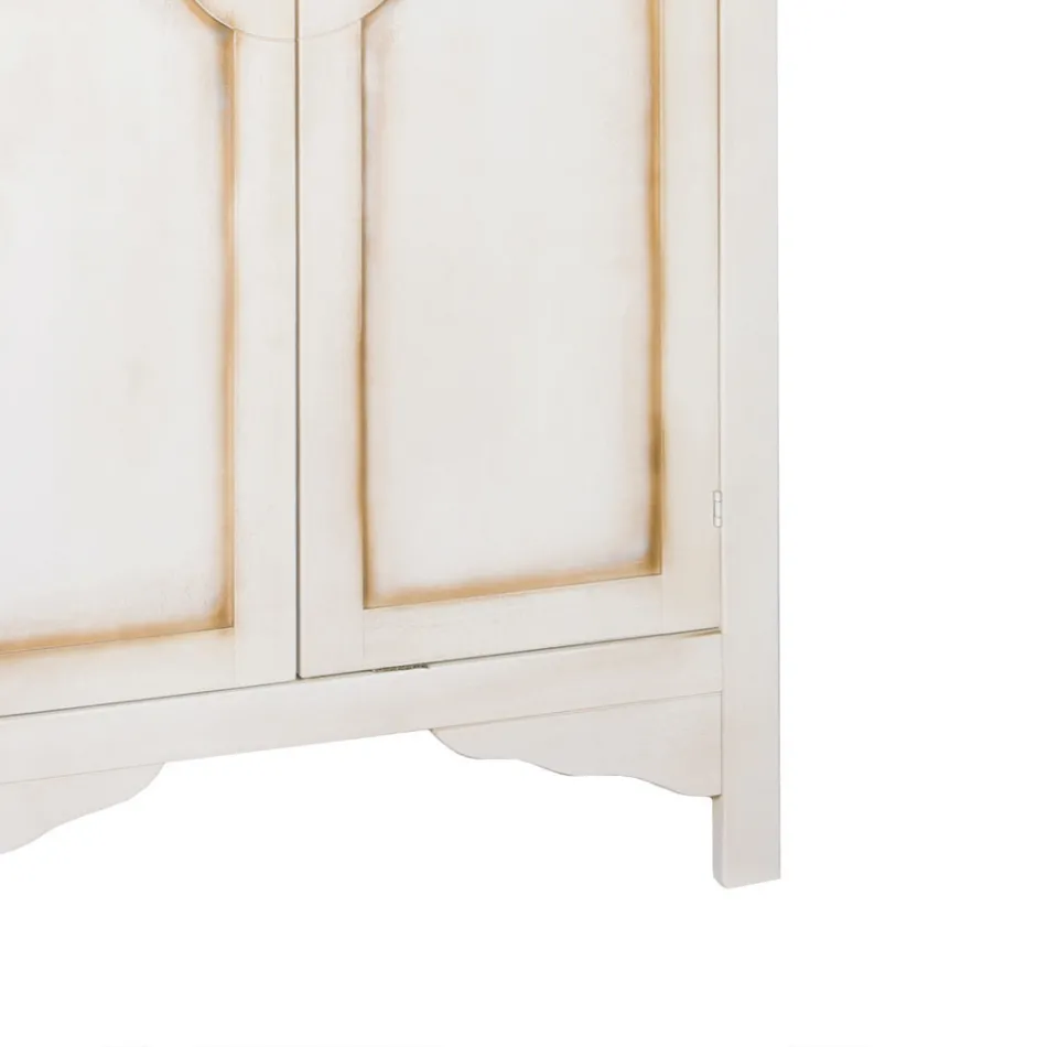 Patynowana biała drewniana szafa z 2 drzwiami Made in Italy - Agni Viadurini