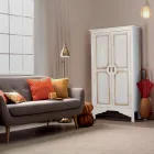 Patynowana biała drewniana szafa z 2 drzwiami Made in Italy - Agni Viadurini