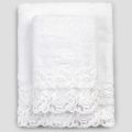 Białe bawełniane ręczniki frotte z koronką, 2 sztuki włoskiego luksusu - Sposi