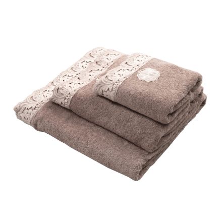 Armonia Bawełniane i koronkowe ręczniki do twarzy, ręczniki dla gości i ręczniki kąpielowe - Frollo Viadurini