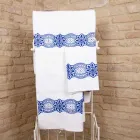 Włoski ręcznik z ręcznie bawełnianym nadrukiem - znaki towarowe Viadurini