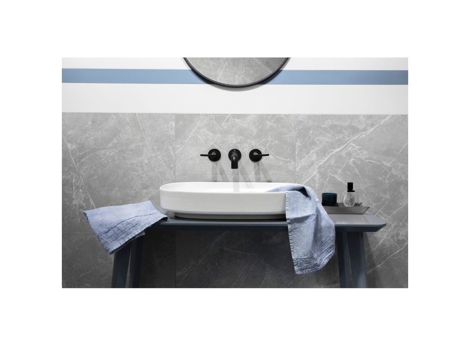 Jasnoniebieski, gruby, lniany ręcznik do twarzy, włoski, luksusowy design - Jojoba Viadurini
