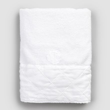 Ręcznik do twarzy z białej bawełny frotte z geometrycznym dekorem - Gimmy Viadurini