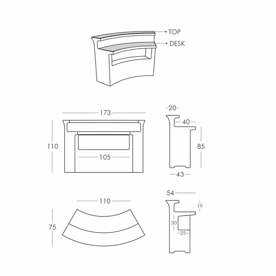 Jasny kontuar barowy Nowoczesny styl listwowy wykonany we Włoszech Viadurini