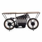 Konsola o nowoczesnym designie z drewna mango i stali motocyklowej - szalotka Viadurini