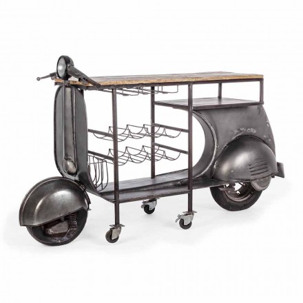 Konsola barowa z drewna mango i stali Vespa o nowoczesnym designie - szalotka Viadurini