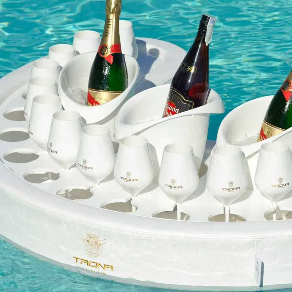 barem Trona faux skóry biały żeglarskie i pleksi Viadurini