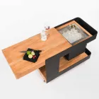 Nowoczesny mobilny pasek na kółkach ze stołem drewnianym i stalowym - Giancalliope Viadurini