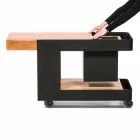 Nowoczesny mobilny pasek na kółkach ze stołem drewnianym i stalowym - Giancalliope Viadurini