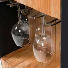 Nowoczesny mobilny pasek na kółkach ze stołem drewnianym i stalowym - Giancalliope Viadurini