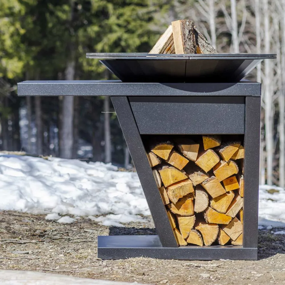 Z płytą kuchenną i komorą na drewno - Giorgione Viadurini