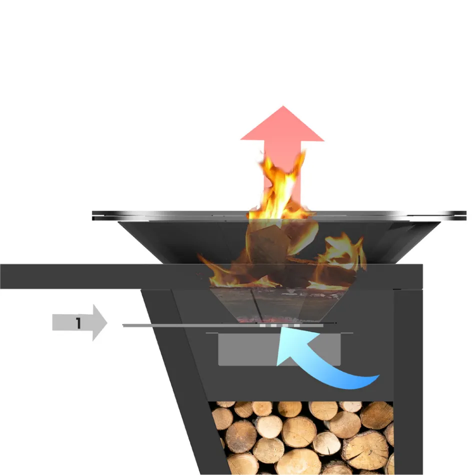 Z płytą kuchenną i komorą na drewno - Giorgione Viadurini