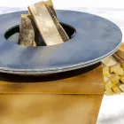 Opalany drewnem grill z płytą kuchenną i komorą na drewno - Ferran Viadurini