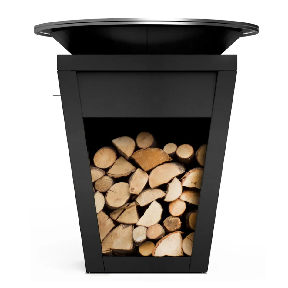 Opalany drewnem grill z płytą kuchenną i komorą na drewno - Ferran Viadurini