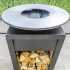 Opalany drewnem grill z płytą kuchenną i komorą na drewno - Ferran Viadurini