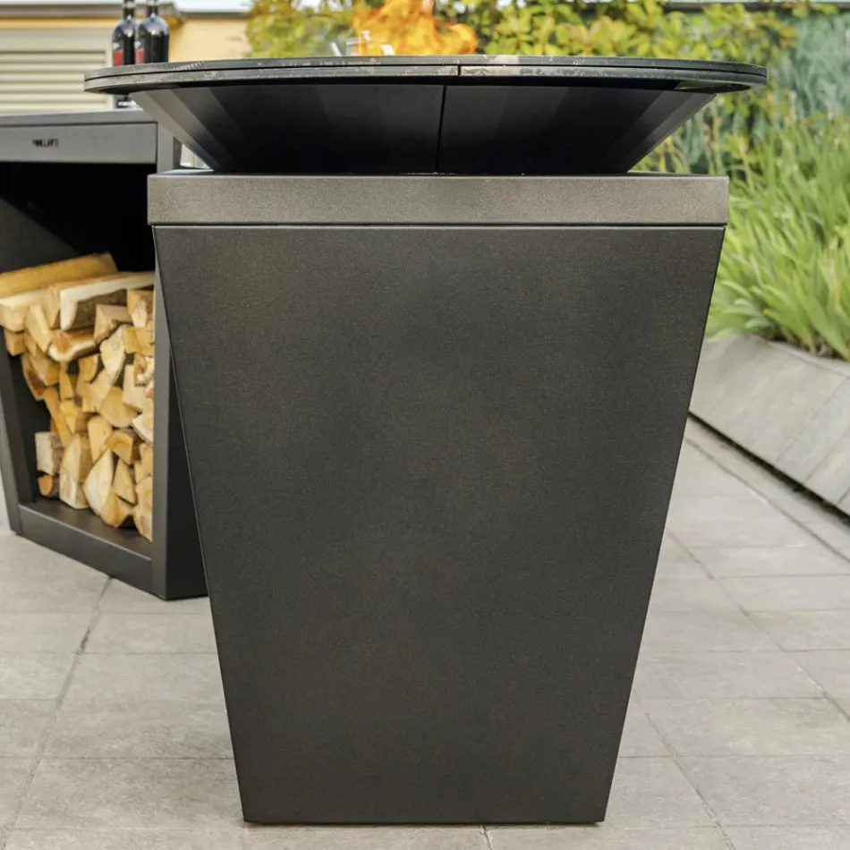 Opalany drewnem grill z płytą kuchenną i komorą na drewno - Ferran Viadurini