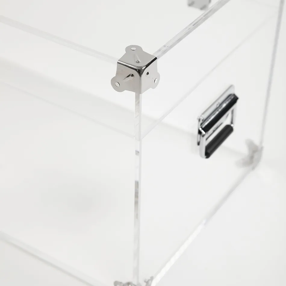 Zaprojektuj bagażnik z przezroczystego kryształu akrylowego i nowoczesnej stali - Dante Viadurini