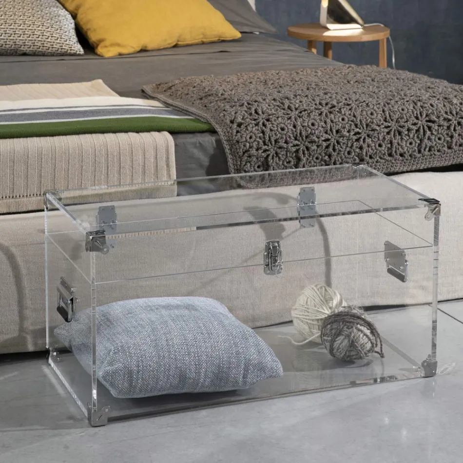 Zaprojektuj bagażnik z przezroczystego kryształu akrylowego i nowoczesnej stali - Dante Viadurini