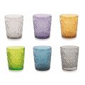 Kolorowe szklane szklanki do wody z dekoracją arabeski 12 sztuk - Maroko