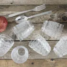 Zdobione przezroczyste szklane szklanki do wody 12 sztuk - Palazzo Viadurini