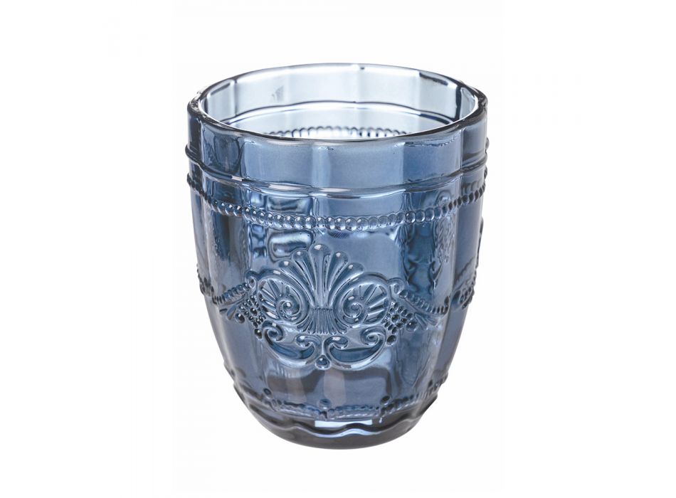 Szklane szklanki do wody z dekoracją Arabescato 12 sztuk - śruba Viadurini