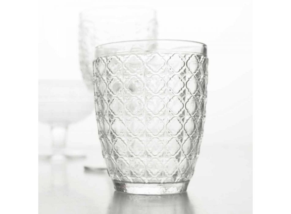 6 sztuk serwujących szklanki z przezroczystego szkła na wodę - optyczne Viadurini
