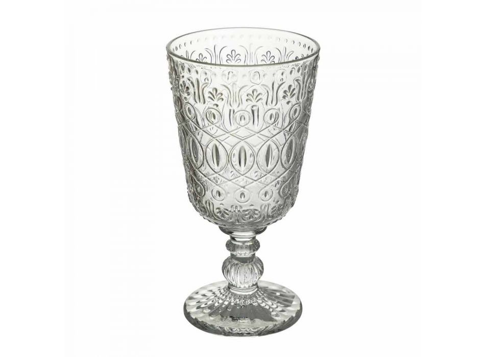 Przezroczyste zdobione szklane kieliszki do wina 12 designerskich kielichów - marokobowy Viadurini