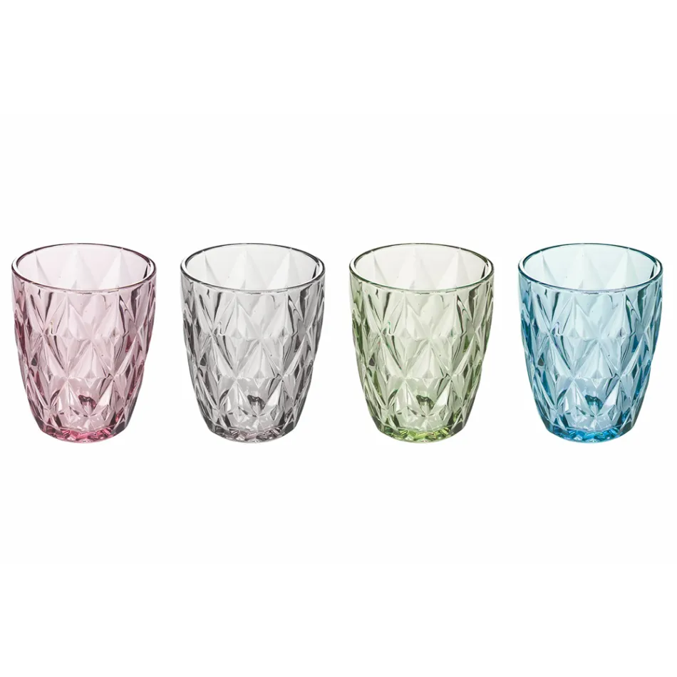 Szklane szklanki do wody Kolorowe usługi 12 sztuk - Renaissance Viadurini