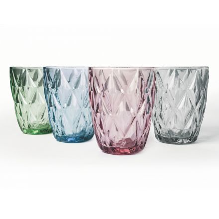 Szklane szklanki do wody Kolorowe usługi 12 sztuk - Renaissance Viadurini